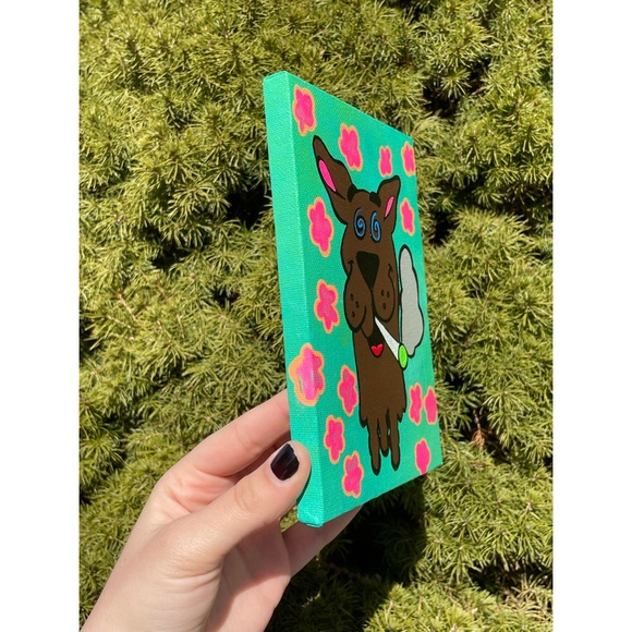 Scooby Doo Smoking Canvas Art | Hand Painted | Black Light Reactive - Picture 3 of 9